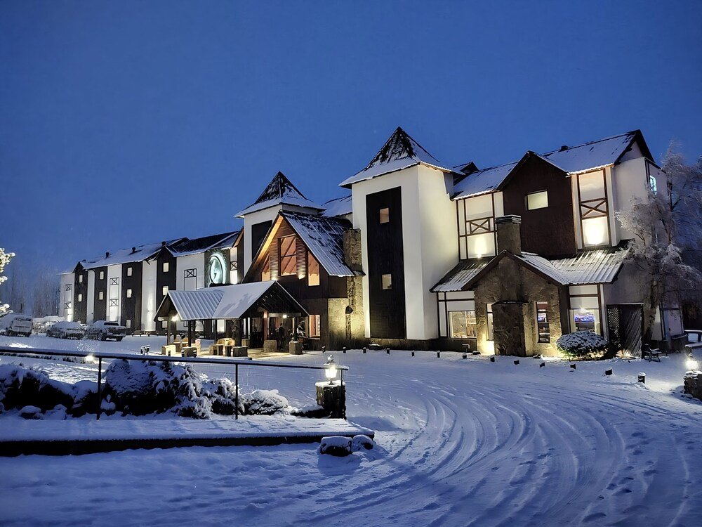 Hotel building in a snow-covered landscape